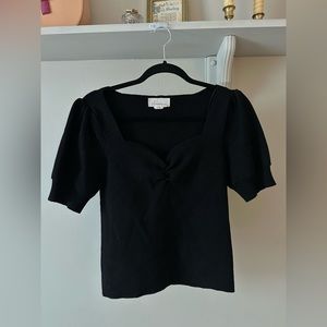 Anthropologie Women’s Black Puff sleeve Sweater Short Sleeve M